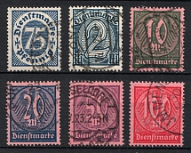 1922-23 Weimar Republic, Germany, Official Stamps (Mi. 69 - 74, Full Set, Canceled, CV $40)
