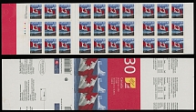 Canada - Stamps Booklets - 1999, Flag over the Iceberg, 46c multicolored, complete self-adhesive booklet of 30 values, contains ten vertical strips of 3 with die-cutting omitted between bottom pair, backing paper is intact, …