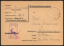 1939 (21 Nov) WWII German Prisoners of War POW Camp in Poland, Postcard to Posen (Oflag XI A)