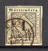 1851-52 Wurttemberg Germany 1 Kr (CV $155, Signed, Canceled)