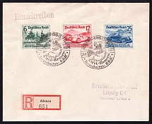 1939 Third Reich, Germany, Registered Cover Adenau - Leipzig (Mi. 695 - 697, CV $290, Special Cancellation)