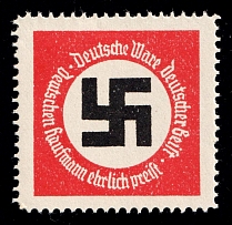 'German Goods - German Spirit - German Merchant Honestly Praises', Swastika, Third Reich Propaganda, Cinderella, Nazi Germany (MNH)
