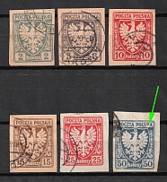 1919 Lesser Poland (Fi. 55 - 56, 59 - 60, 62 - 63, Variety of Polska Letter 'K', Used)