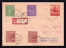 1946 (2 Jan) Meissen, Philatelic Registered Cover to Dresden, Germany Local Post (Mi. 35 - 38, CV $140)