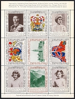 1939 In Memory of Their Majesties Visit to Canada, Great Britain, Stock of Cinderellas, Non-Postal Stamps, Labels, Advertising, Charity, Propaganda, Souvenir Sheet