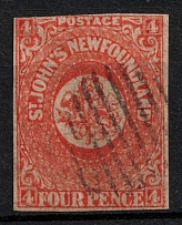 1860 4p Newfoundland, Canada (SG 12, Canceled, CV $1,430)