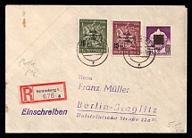 1946 (30 Mar) Strausberg (Berlin), Germany Local Post, Registered Cover to Berlin (Mi. 14, 15, 25, Unofficial Issue, Signed, CV $90)