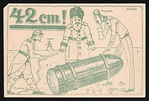 1914-18 '42 cm' WWI European Caricature Propaganda Postcard, Europe