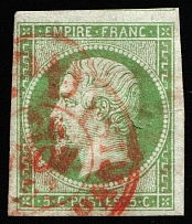 1860 5c France (Mi 11a, Canceled, CV $120)