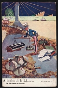 1916 France, Paris, 'In the shadow of Liberty', United States, Postcard, World War I Military Propaganda (Mint)