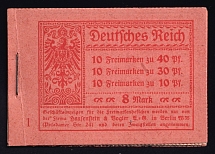 1921 Booklet with stamps of Weimar Republic, Germany in Excellent Condition (Mi. 14.1 A, 10 x Mi. MH 145, 10 x Mi. 144, Mi. 10 x 141, CV $330)