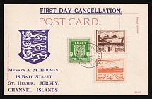 1943 Jersey, German Occupation, Germany, Postcard First Day Cancellation (Mi. 1 y, 3 y, 6 y, CV $80)