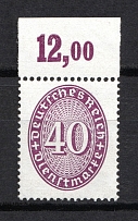 1927-33 40pf Third Reich, Germany Official Stamp (Control Number, Mi. 121Y, Signed, CV $+++, MNH)