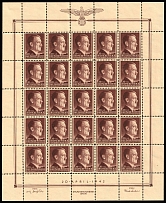 1942 1.20gr General Government, Germany, Full Sheet (Mi. 91, CV $30, MNH)