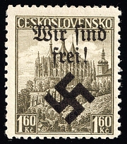 1939 1.60k Moravia-Ostrava, Bohemia and Moravia, Germany Local Issue (Mi. 12, Type I, Signed, CV $60, MNH)