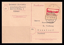 1946 (29 Jan) Arnsberg (Westphalia), Germany Local Post, Postcard to Wunstorf (Emergency Issue under Allied Occupation)