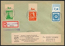 1945 (30 Nov- 01 Dec) Soviet Zone, Allied Occupation, Rarity, Registered, Third Reich WWII, German Propaganda, Germany, Cover from Dresden to Loschwitz