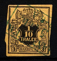 1851-55 1/10th Hannover, German States, Germany (Mi. 5, Canceled, CV $100)
