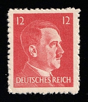 12pf Anti-German Propaganda, American Propaganda Forgery of Hitler Issue (Mi. 16, Roulette Perforation, CV $50)