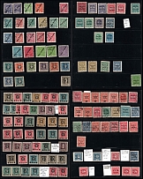 Poland, Stock of overprinted stamps, a mix of forgeries with some genuine stamps