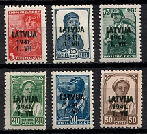 1941 Latvia, German Occupation, Germany (Mi. 1 - 6, Full Set, CV $100, MNH)