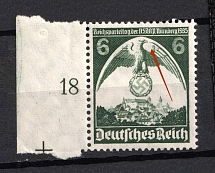 1935 6pf Third Reich, Germany (Missed Hatching on Wing, Print Error, Mi. 586 II, Signed, CV $80, MNH)
