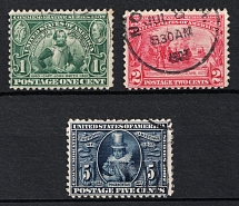 1907 Jamestown Issue, United States, USA (Scott 328 - 330, Full Set, Used, CV $40)