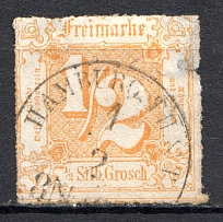 1865 Thurn und Taxis Germany 1/2 Gr (CV $60, Canceled)