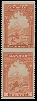 Canada - Special Delivery stamps - 1927, Confederation, 20c orange, vertical pair imperforate horizontally, full OG, NH, VF, C.v. $380, Unitrade C.v. CAD$500, Scott #E3c…