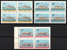1960 River Ships of the USSR, Soviet Union, USSR, Blocks of Four (Full Set, MNH)