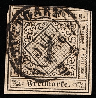 1851 1k Wurttemberg, German States, Germany (Mi 1, Canceled, CV $170)