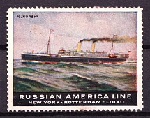 New York-Rotterdam-Libau, Russian America Line, Ship, Fleet, Navy, Cinderella, Non-Postal Stamp