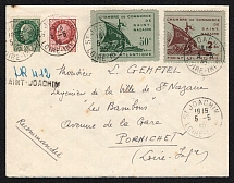 1945 (5 May) Saint-Nazaire, German Occupation of France, Germany, Cover from Saint-Joachim to Pornichet franked with 50c, 1.5fr and 2fr (CV $1,300)