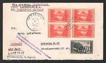 1936 (2 Jul) United States, Hindenburg airship airmail cover from Ottsvile to Leipzig, Flight to North America 'Lakehurst - Frankfurt' (Sieger 421 A)