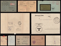 Third Reich, Germany, Collection of Nazi Covers, Postcards, Documents with Unusual and Rare Postmarks and Handstamps