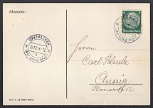 1938 (Oct 28) Card with postmark DREIHACKEN (Tri Sekery). Occupation of Sudetenland, Germany