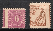 1945 Mecklenburg-Vorpommern, Soviet Russian Zone of Occupation, Germany (Mi. 9, 15, SHIFTED Perforation)