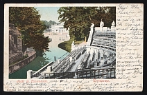 1901 Russia PPC postcard (Warsaw Theatre) from Ponevezh (Panevezys Lithuania) via Railway TPOs №№ 38 and 123 to aboard the battleship 