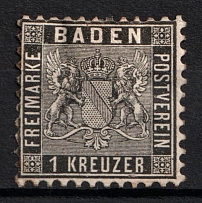 1862 1kr Baden, German States, Germany (Mi. 13 a, CV $40)