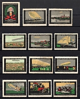 1908 Ferdinand von Zeppelin, Stuttgart, Germany, Cinderellas, Set of Non-Postal Commemorative Stamps