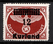 1945 12pf Kurland, German Occupation, Germany (Mi. 4 B y, Overinked Overprint, Signed, CV $30, MNH)