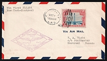 1928 USA, First Flight New York - Montreal, Airmail cover, franked by Mi. 310