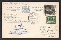 1932 (15 Jun) Netherland, Graf Zeppelin airship airmail postcard from Rotterdam to Liverpool, Flight to Netherland 'Rotterdam - Friedrichshafen - London'