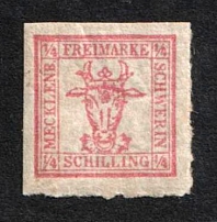 1864 1/4s Mecklenburg-Schwerin, German States, Germany (Mi. 5 b, Sc. 5 a, CV $120)