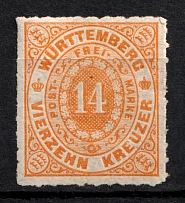1869 14k Wurttemberg, German States, Germany (Mi. 41, Sc. 52, CV $140)