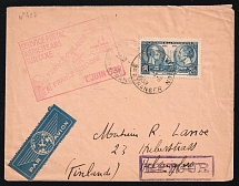 1939 France, First Flight France - Finland, Airmail cover, Paris - Helsinki (Return to Writer), franked by Mi. 446