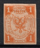 1862 1s Lubek, German States, Germany (Mi. 7, CV $140)