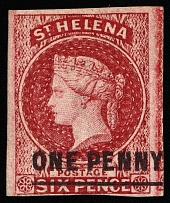 1863 1p Saint Helena, British Colonies (SG 4, CV $240)