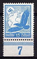1934 15pf Third Reich, Germany, Airmail (Mi. 531 y, CV $50, MNH)