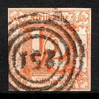 1862-64 1/2s Thurn und Taxis, German States, Germany (Mi. 28, Sc. 17, Signed, Canceled, CV $50)